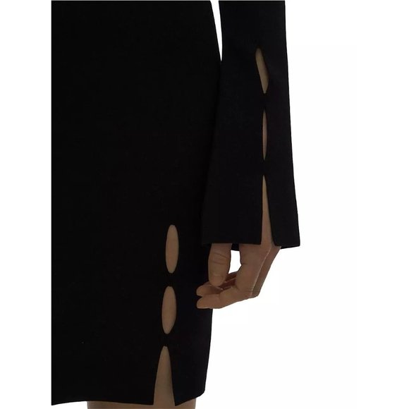 HELMUT LANG Long Sleeve Slit Cut-Out Rib-Knit Minidress - NWT - XS - Picture 4 of 6